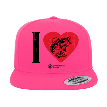 I Love Fishing Embroidered Flat Bill Cap